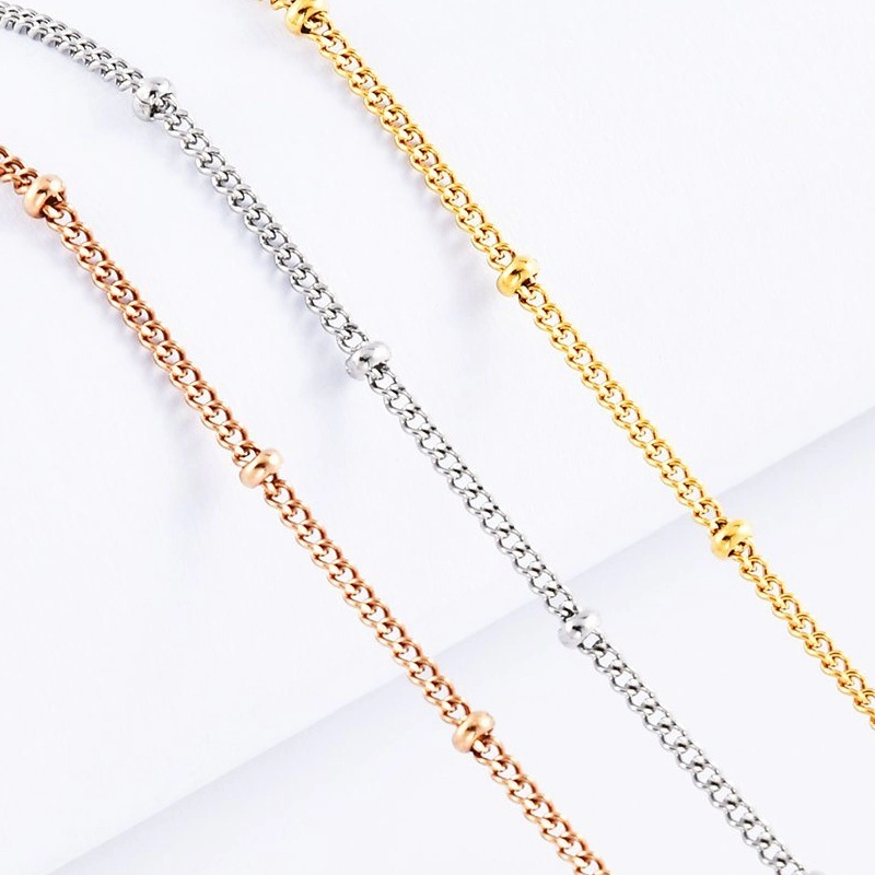 Stainless Steel Satellite Ball Curb Chain Bracelet Anklet Necklace Lady Fashion Jewelry for Gift