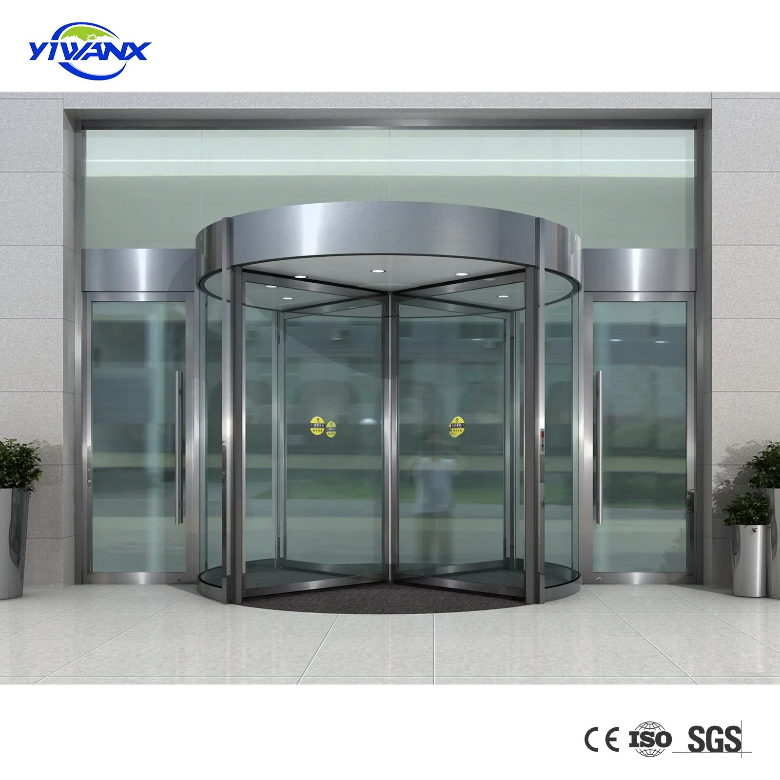 2 Wings Automatic Revolving Door Hotel Gate Revolving Door