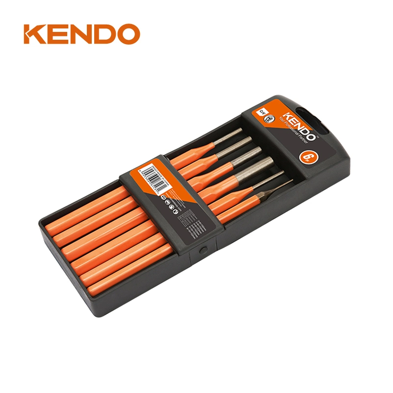 Kendo 6PC Pin Punch Set Suitable for Cutting and Shaping Wrought Iron, Cast Iron, Steel, Brass, Bronze, Copper and Aluminium