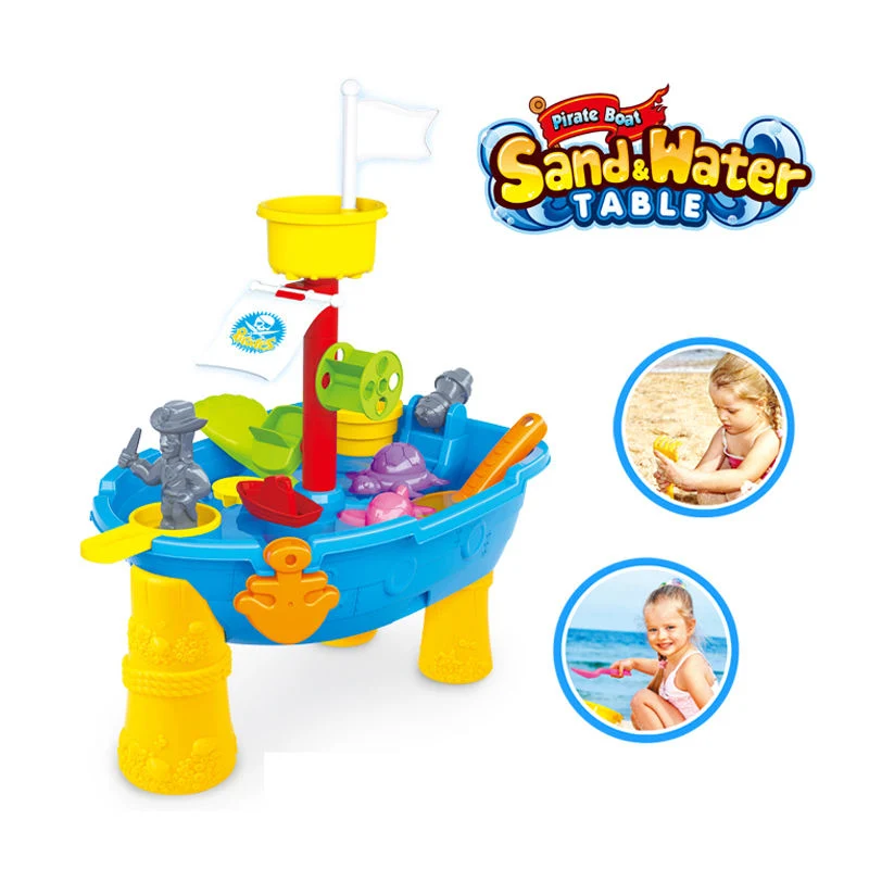 Summer Outdoor Toy Play Pirate Boat Kids Plastic Beach Sand and Water Table for Kids Toy