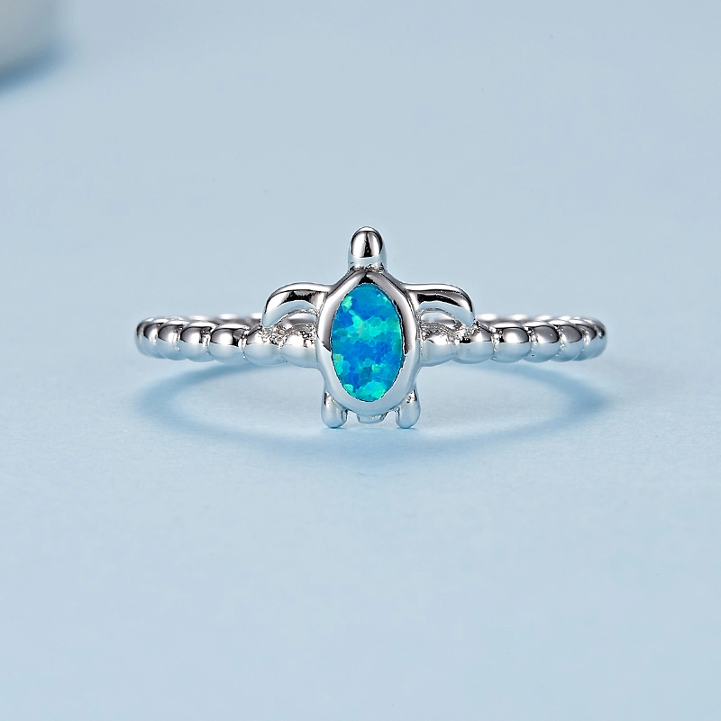 Wholesale/Supplier Silver Jewellery Cute Opal Stone Turtle Ring