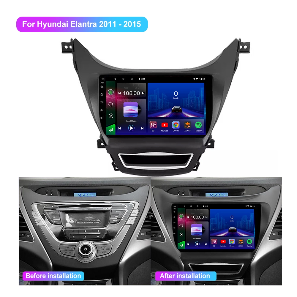 Lecteur MP5 double DIN 2DIN 9,0 pouces avec Mirror-Link, autoradio pour Hyundai Elantra 5 2011 - 2015