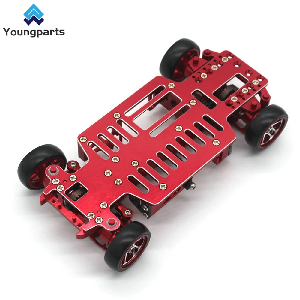 Youngparts Metal Alloy & Carbon Fiber Frame Chassis with Shock Absorbers Wheels Belt Drive for Tamiya Tt02 Tt-02 1/10 RC Car Upgraded Parts