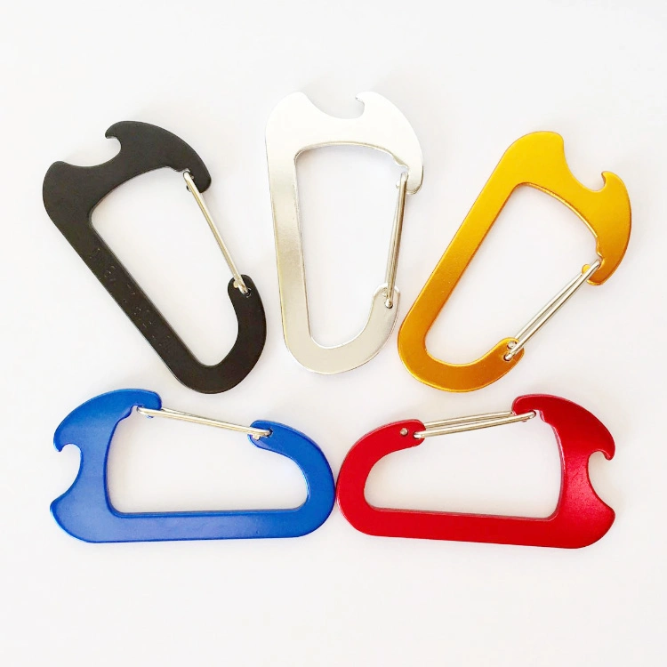 Aluminum D Shaped Bottle Opener Karabiner Keychain