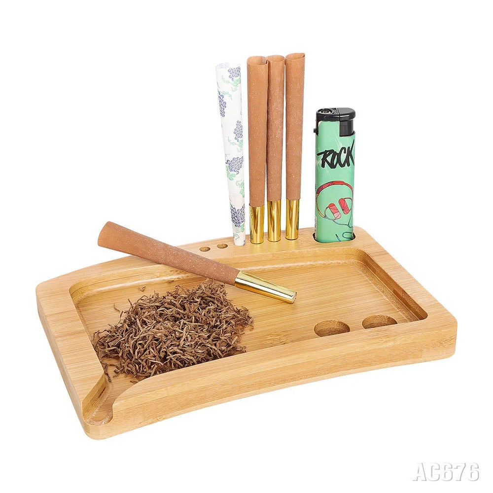 Fashion Design Bamboo Smoking Rolling Accessories Multifunctional Smoking Rolling Tray with 3 Sizes