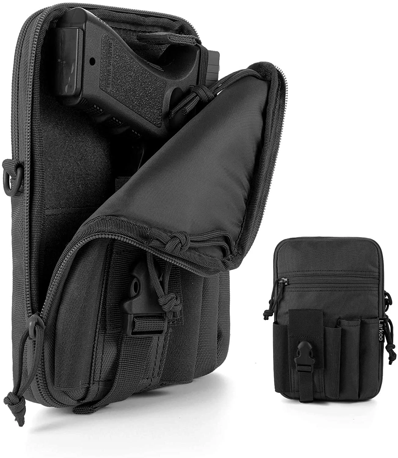 Concealed Pouch Multipurpose Carry Shooting Type Gun Bag Waist Molle Bag Fanny Pack Bag with Hunting Holster in 9 Inch Length and Phone Belt Clip Holder Bag