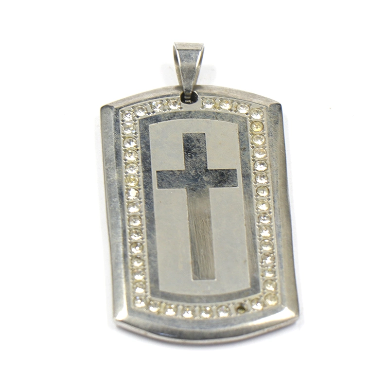 OEM Factory Custom Made 3D Silver Plated Metal Jewelry Accessory Manufacturer Customized Decoration Ornament Bespoke Stainless Steel Rhinestone Cross Pendant