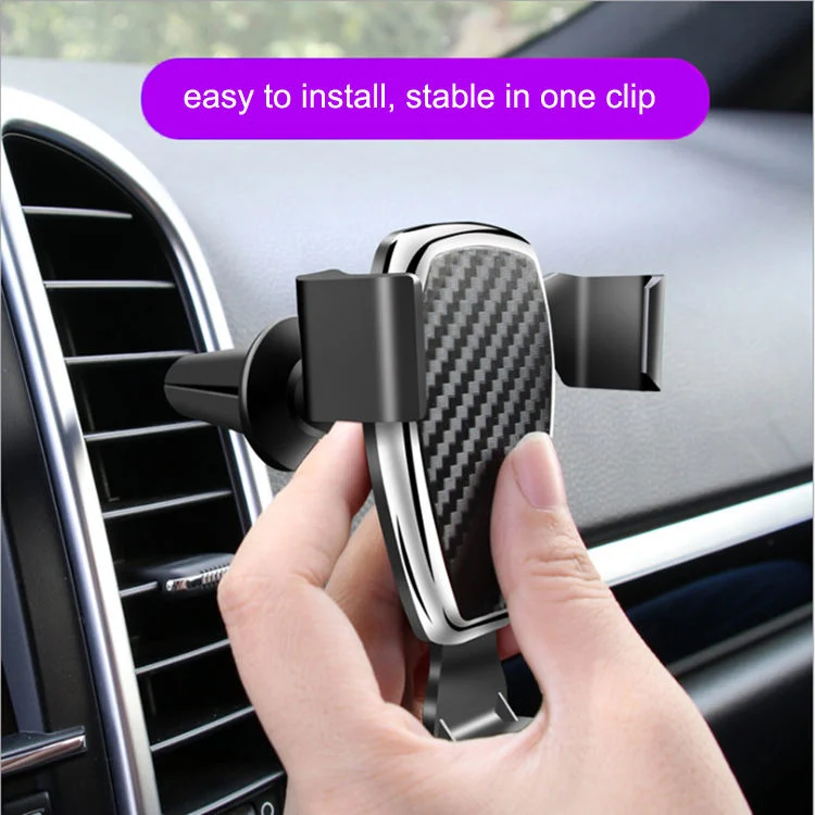 Universal Gravity Carbon Fiber Car Air Vent Clip Mobile Phone Stand Holder