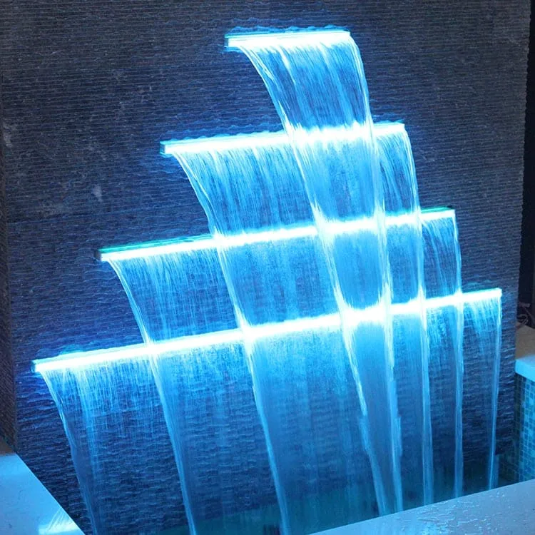 Home Garden Decoration Outdoor Swimming Pool Accessories Cascade Waterfall Swimming Pool Fountain with LED Lights