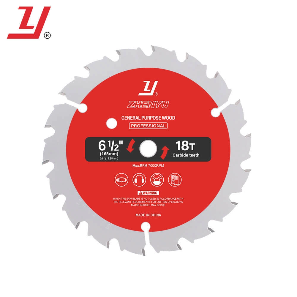 Zhenyu 6-1/2" 18t Woodworking Carbide Circular Saw Blade for Wood Cutting 165mm