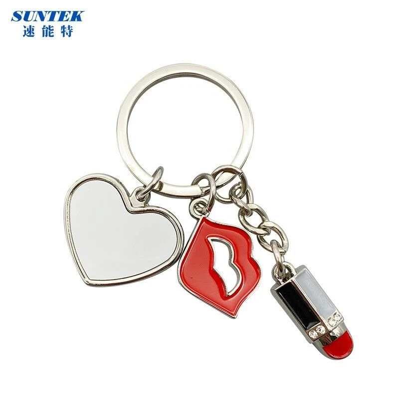 Fashion Pendant Metallic Drill Lip Gloss Key Chain Keys Ring Chapstick Holder Lipstick Keychain