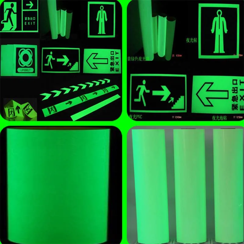Tipo de PVC imprimible vinilo fotoluminiscente 2-12 horas para salvar la vida signos