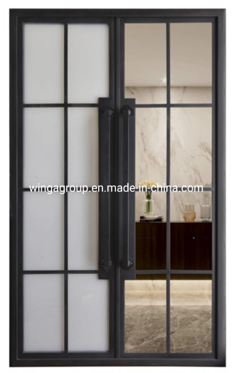 Interior Grid Wrought Iron Glass Door Security Steel Metal Gate