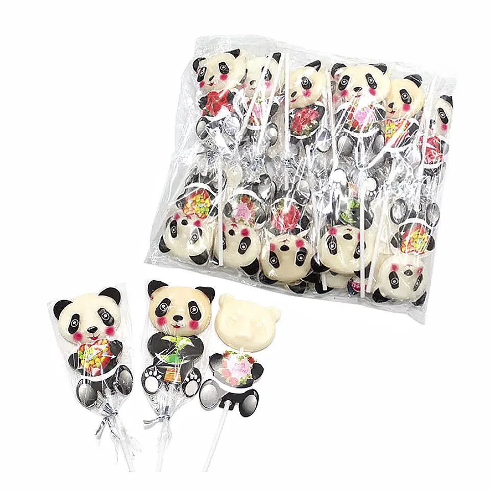 Hot Selling Wholesale Milk Flavor Panda Shape Lollipop Candy Sweet