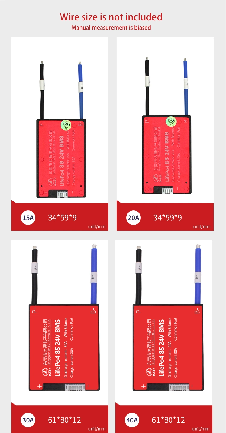 Daly resistente al agua 8s 24V 20A corriente de descarga de litio BMS Lipo LiFePO4 Smart Scooter eléctrico BMS para uso de batería de litio