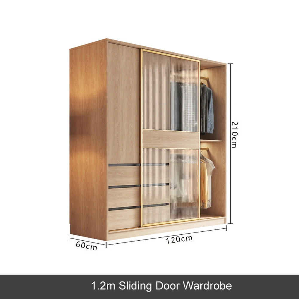 PVC Modern Latest Design Bedroom Furniture Cloth Storage Sliding Door Wardrobe