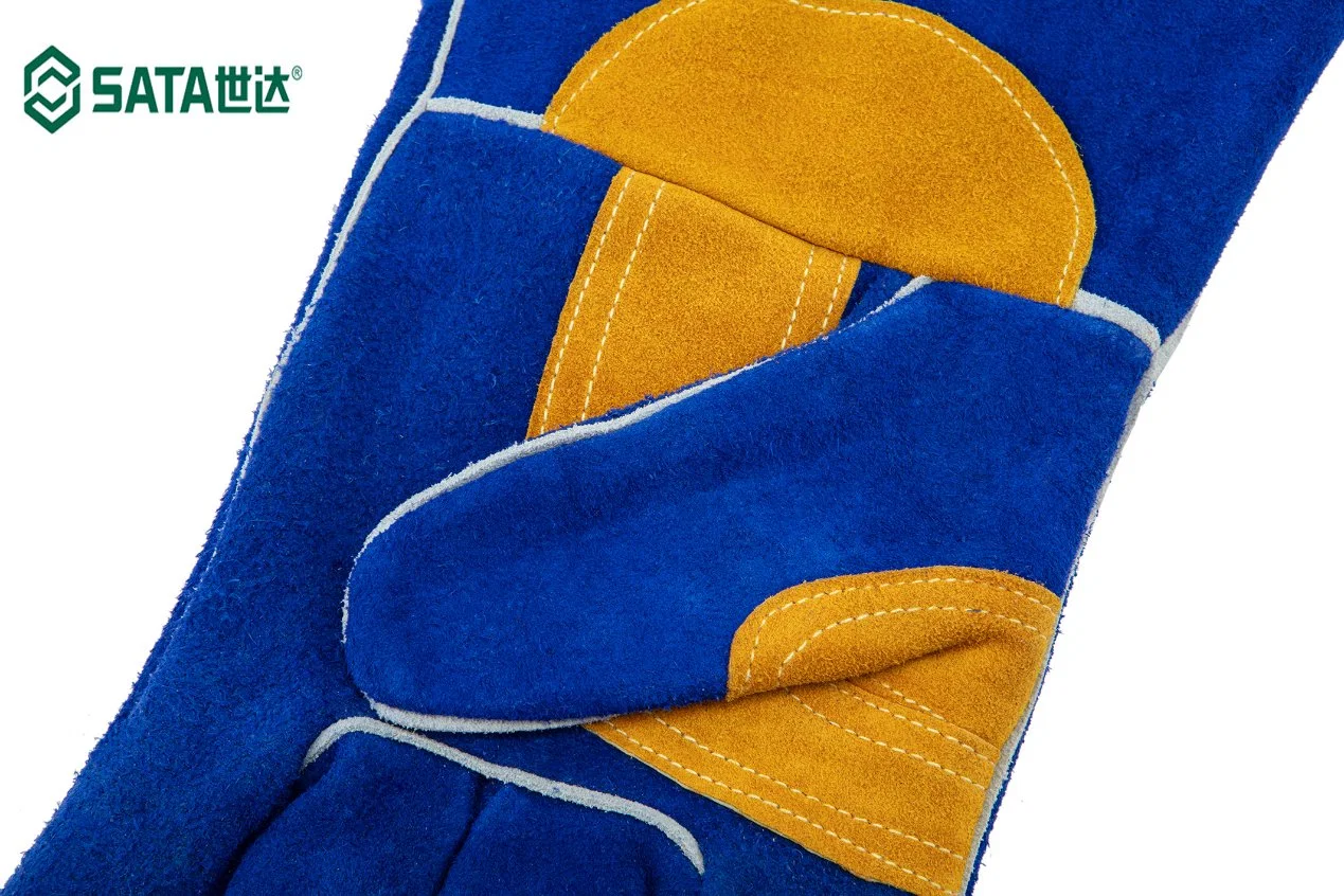 SATA PPE (Grupo de herramientas Apex) Protección industrial Oblique Finger Heat-Resisting Long Cow Leather soldadura de trabajo Guantes