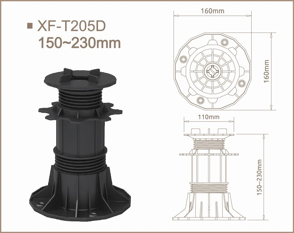 Adjustable Height Rotate Raised Floor Plastic Pedestal