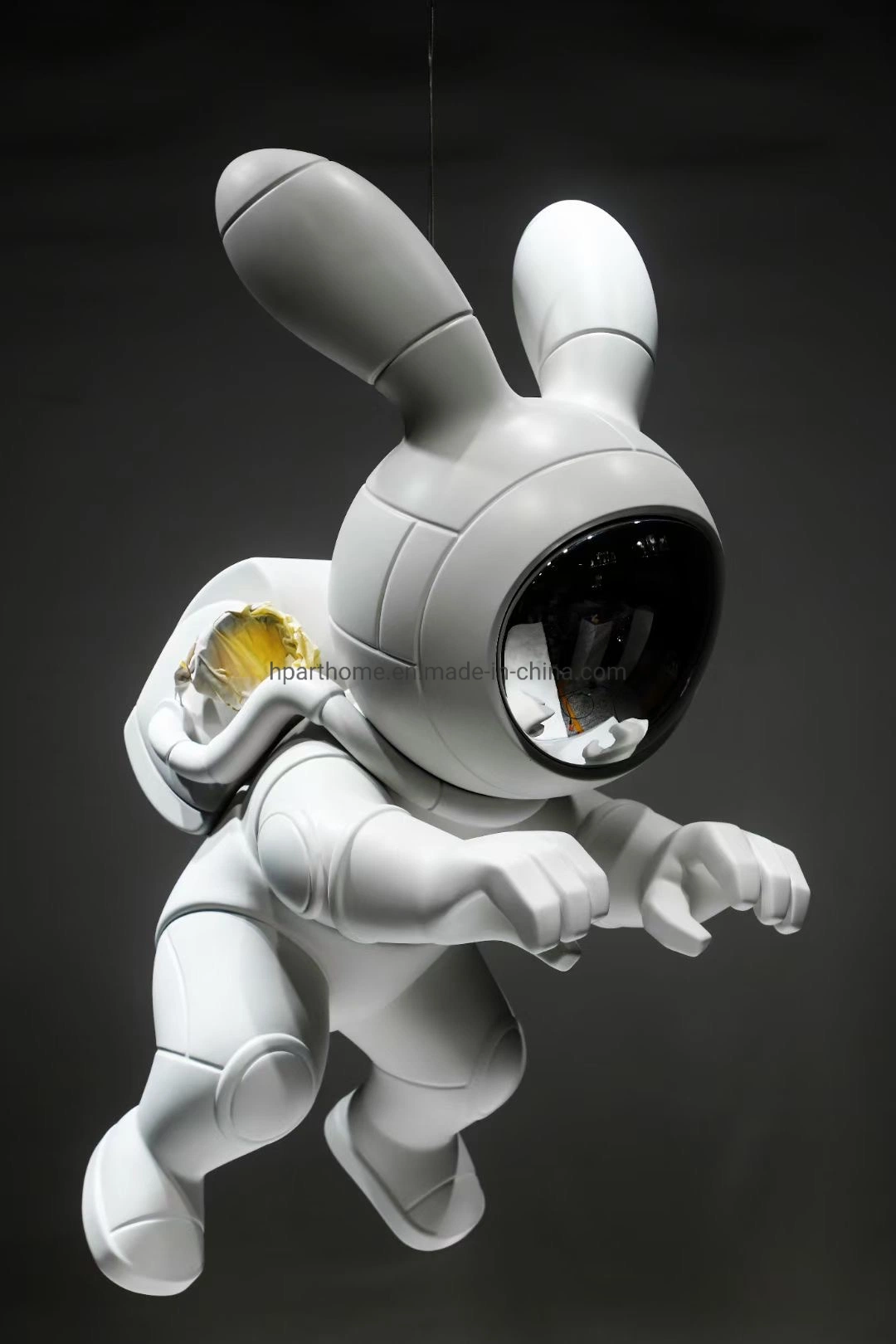 White Creative Rabbit Spaceman Indoor Statue Art Decoration Animal Sculpture