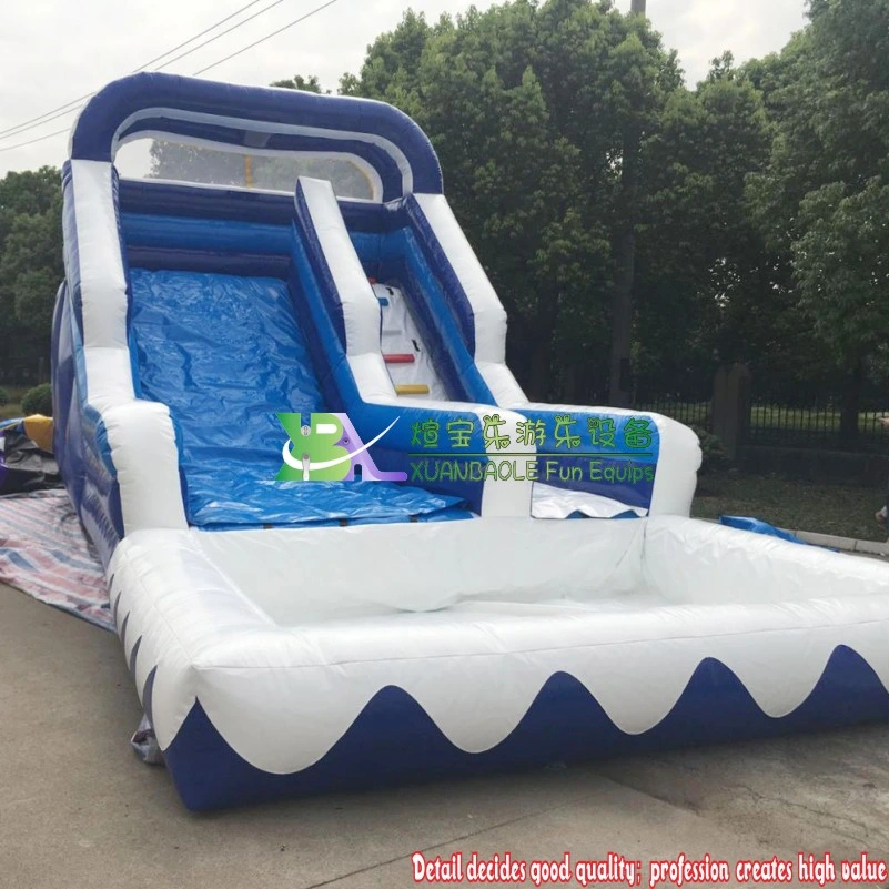 China Garden Blue Wave Dual Lane Ramp Inflatable Water Slide for Children, Blow up Backyard Single Lane Water Slides