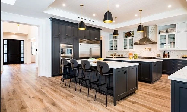 Double Kitchen Island Cabinet with Quartz Countertops Installation