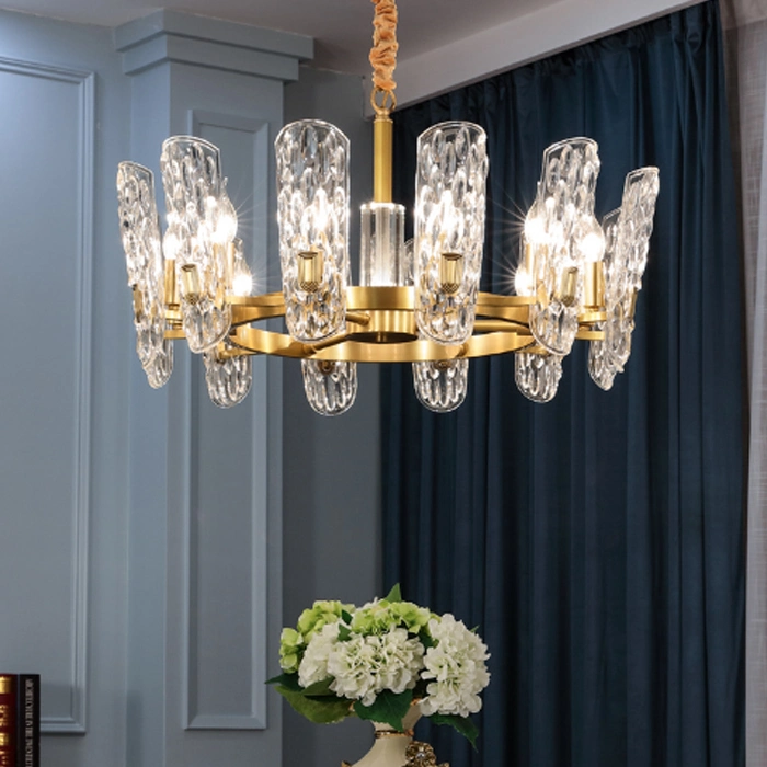 Luxury Pendant Lamp Half Clear Glass Chandelier Fit for Hotel, Lobby