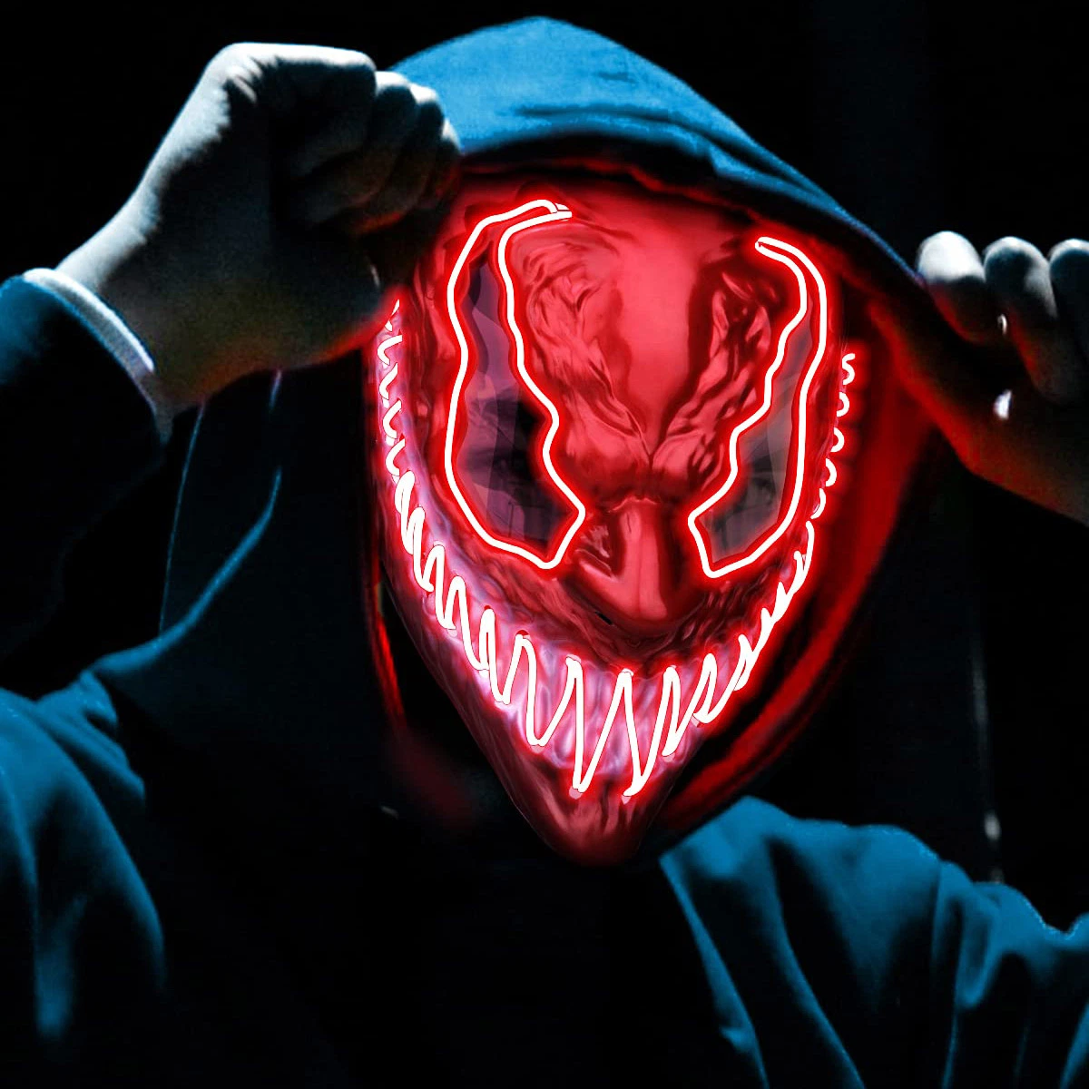 2023 Halloween Scary ilumina la máscara del diablo Venom Glowing LED Máscara Venom luminosa para máscara de copaly de vestuario