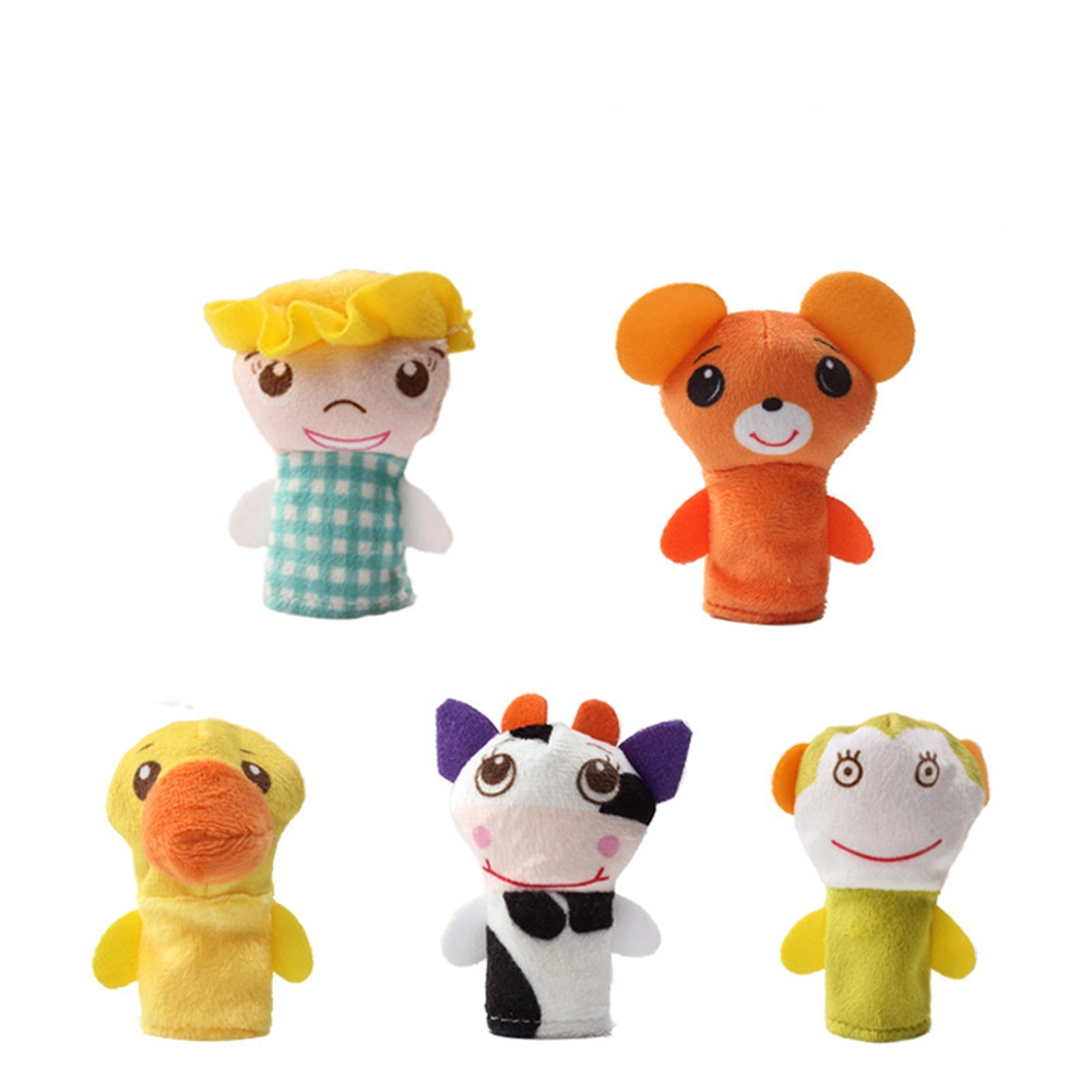 2022 Promotion Wholesale/Supplier Play Baby Plush Toy 5PCS in 1set Bear Cow Finger Puppet