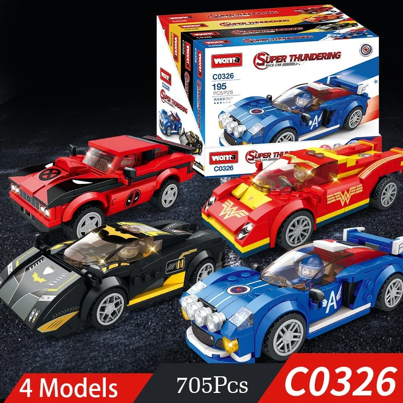 Woma Toys Factory Wholesale/Supplier Customize 4 Sports Car Assembling Kit Car Game Building Blocks Racing Car Small Particle Brick Set Toy Car