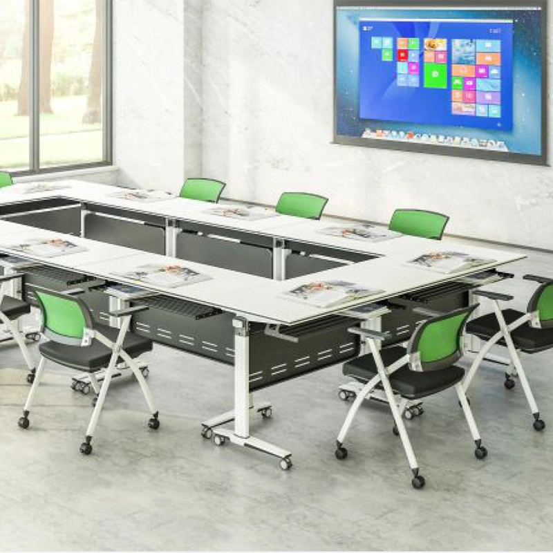 Wooden Folding Table with Metal Leg Indoor Folding Desk Conference Table