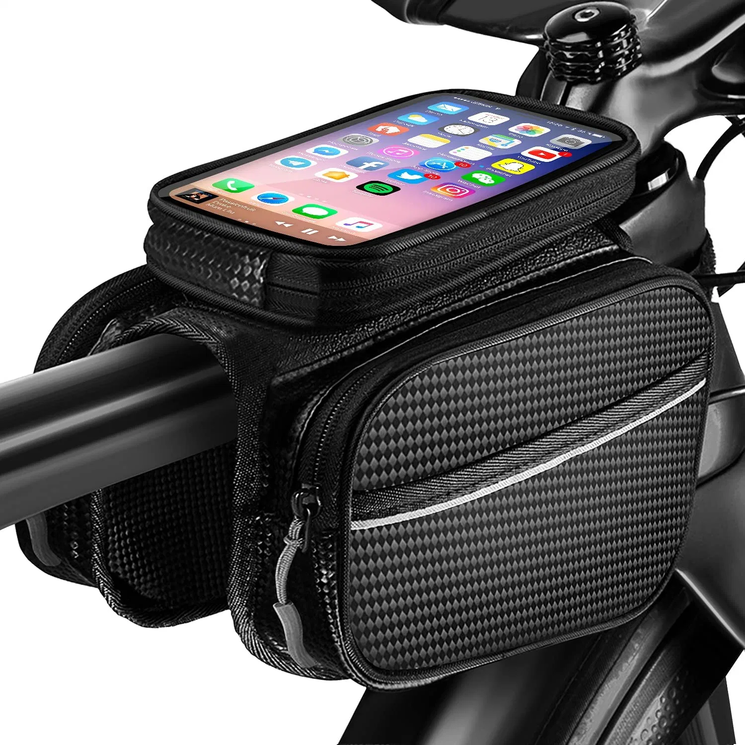 Bike Phone Front Frame Bag Waterproof Bicycle Phone Mount Top Tube Bag