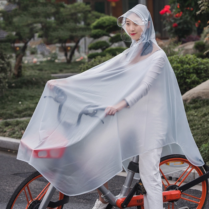 ركوب الدراجات الهوائية في الهواء الطلق على الدراجة الهوائية الراتيةعلى الدراجة الهوائية للبالغين من مادة PVC Rain Coat الشفافة مطر بونشو