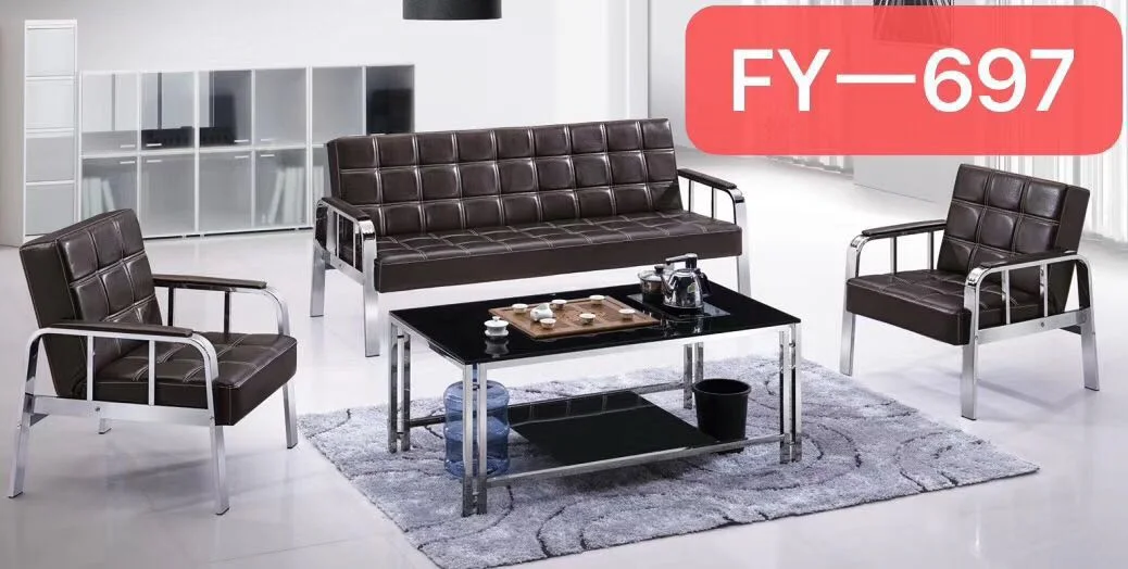 Foshan-Fabrik-Ausgangsmöbel-Wohnzimmer-Möbel-Metallrahmen-Sofa-Stuhl mit Leder