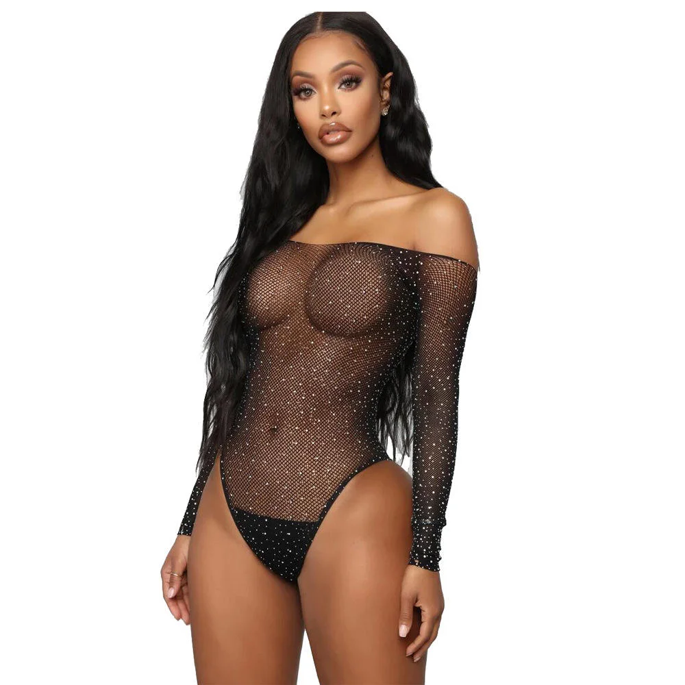 See Through Sexy Diamond Teddies Bodysuits Sexy Corset Langery Fishnet Bodystocking Lingerie