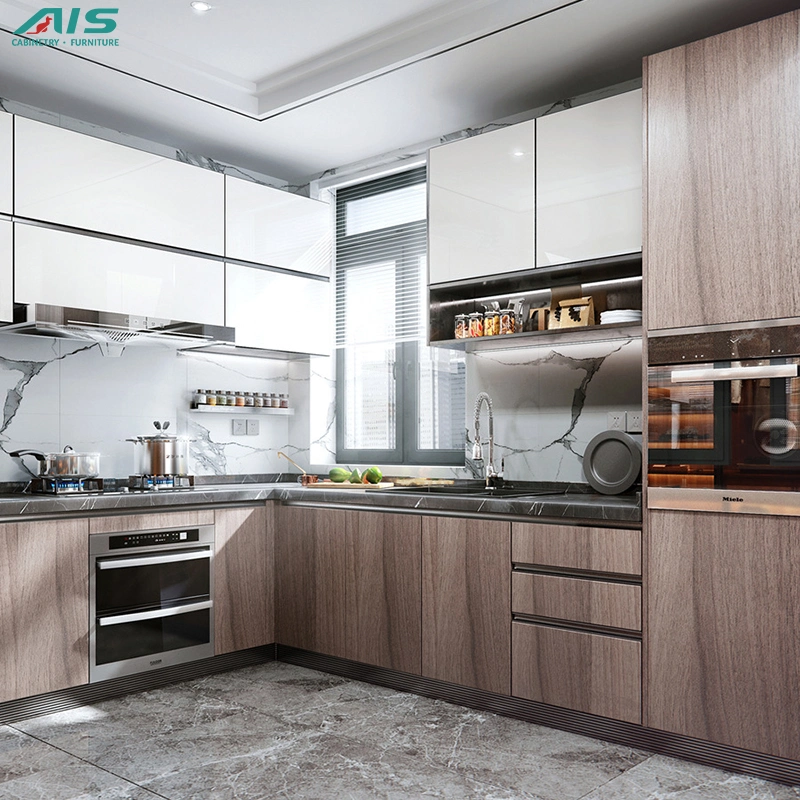 Un design moderne AIS vivant nouvelle combinaison de la conception de meubles de cuisine en aluminium Définir la couleur de la mélamine armoires de cuisine en bois en provenance de Chine
