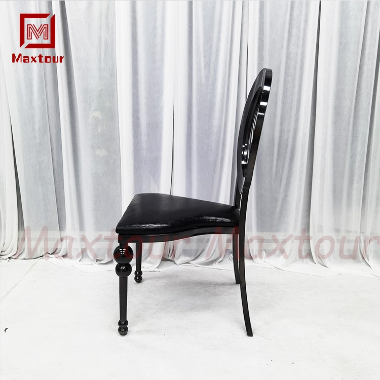 Black Throne Chairs Wedding Chair Stainless Steel Round Wedding Party Decoration