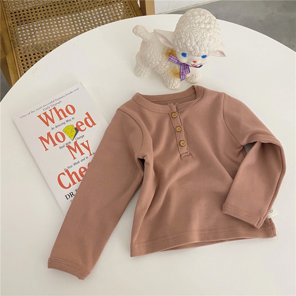 High quality/High cost performance  Latest Children Tops Kids Shirt Hoodie Baby Combed Cotton Girls Plain Long Sleeve Pullover