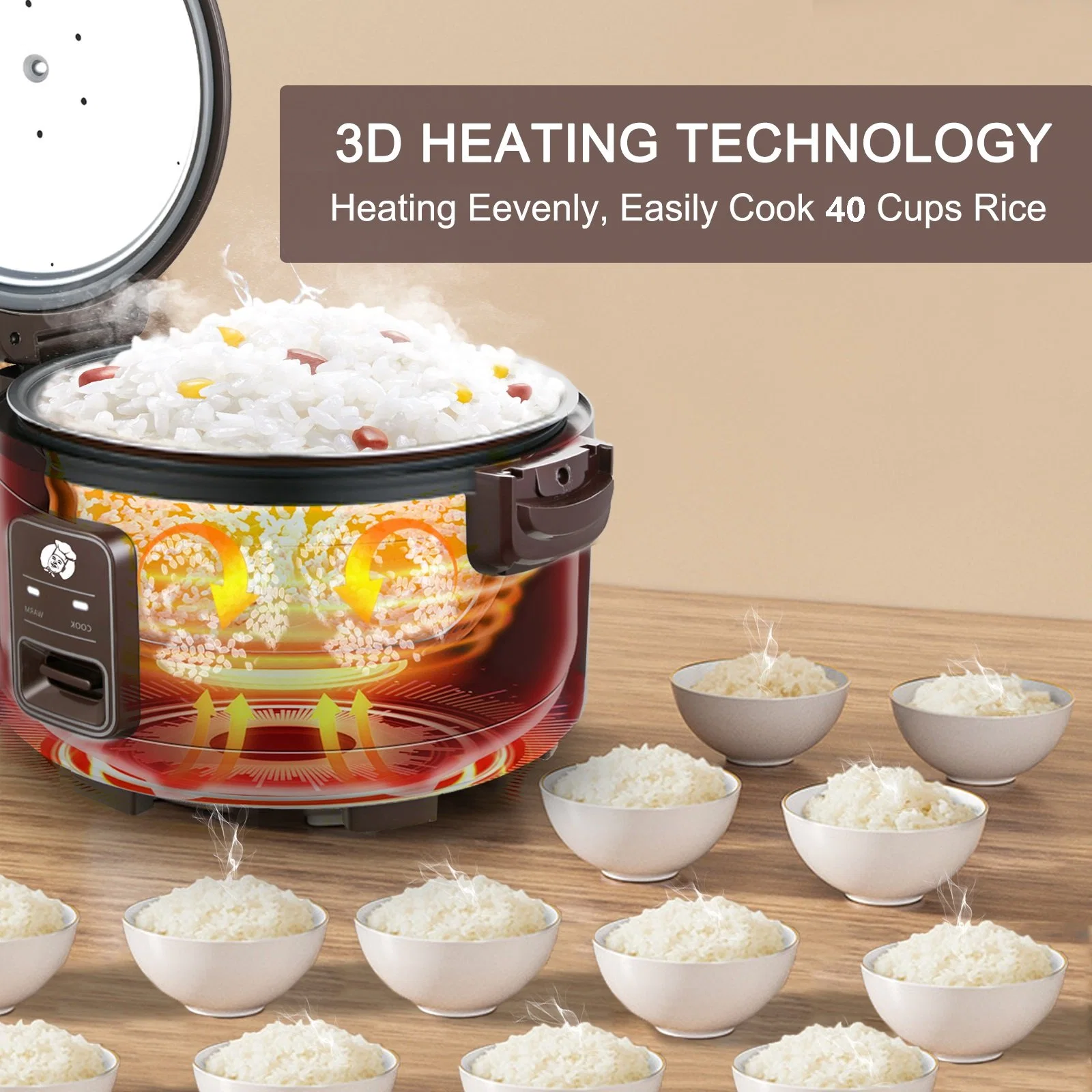 3.6L 20 Cups Dry Rice /40 Cups Cooked Rice Powerful Horeca Rice Cooker Appliance