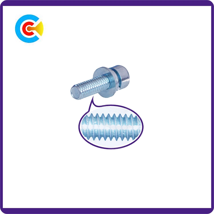 DIN/ANSI/BS/JIS Carbon-Steel/Stainless-Steel 4.8/8.8/10.9 Blue and White Pan Head Combination Screw