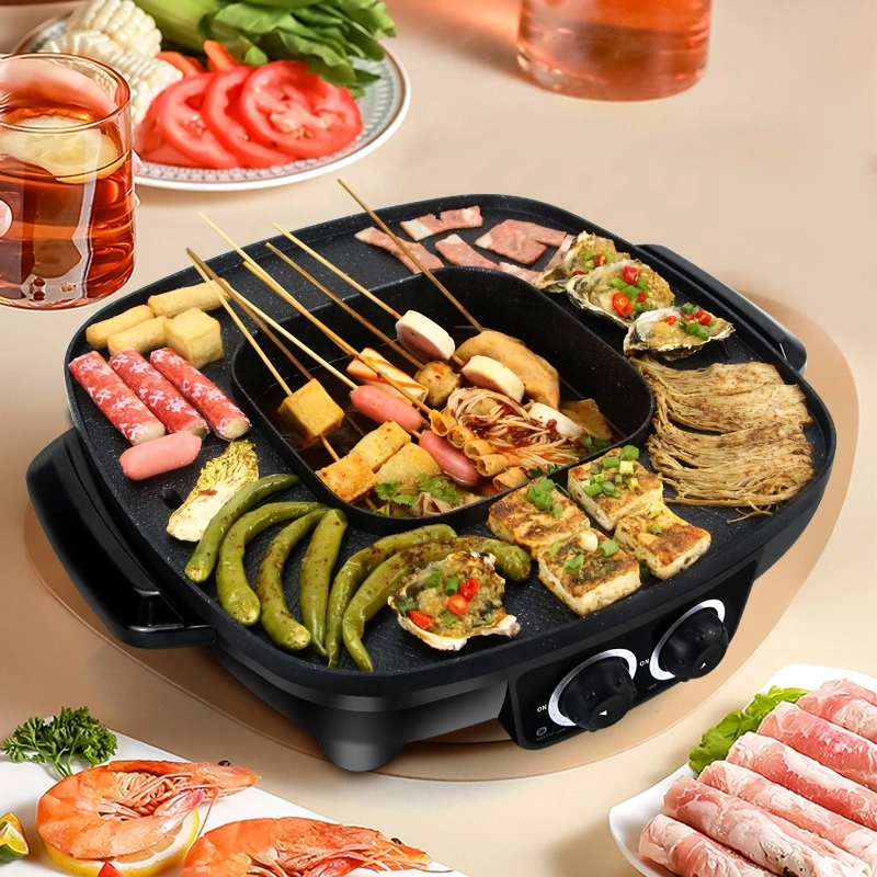 Customized Square Electric BBQ Grill Hot Pot Electric BBQ Cooker