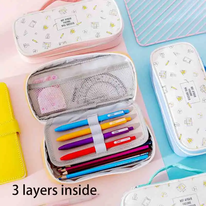 Girl Student Hot Sale Cute Printing Canvas Portable Big Volume Wholesale/Supplier Pencil Bag