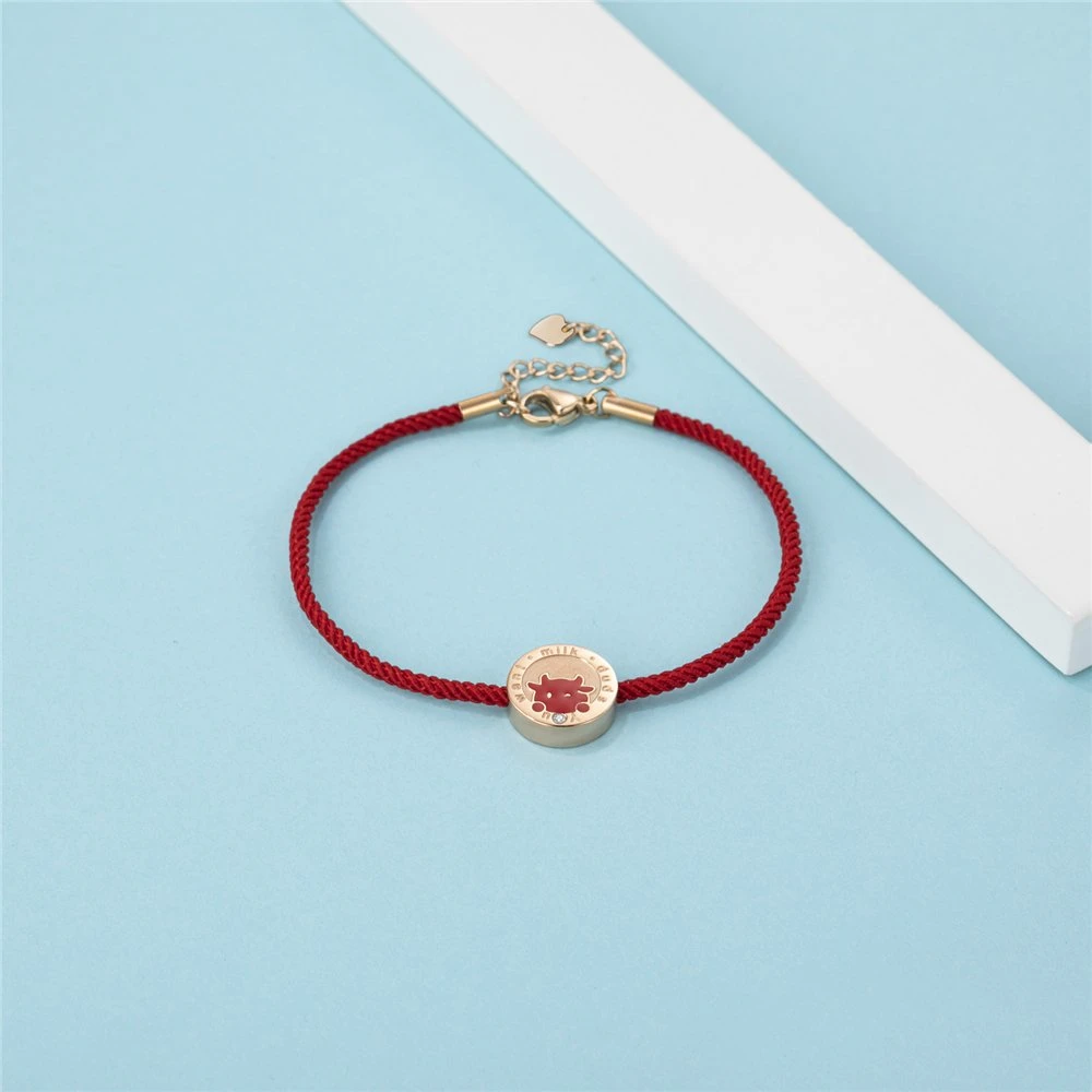 Women Red Rope Bracelet Fashion Jewelry Gold Charm Bracelet for Lady Gift