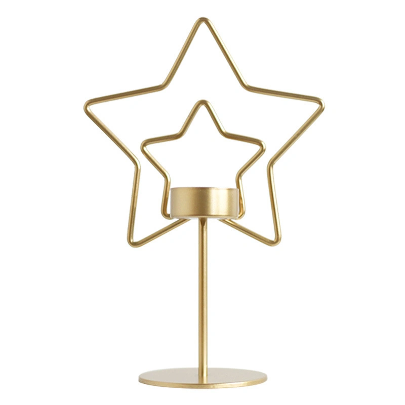 Gold Star Candle Holder Home Office Decoration Accessories Tealight Christmas Candlestick