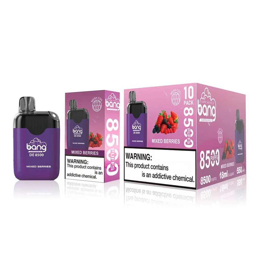 Original Bang De8500 Box VAPE 18ml E cigarrillos 550mAh Batería recargable 8500 Puffs 12 sabores Fresa Watermelon Cola Ice Hielo de arándanos