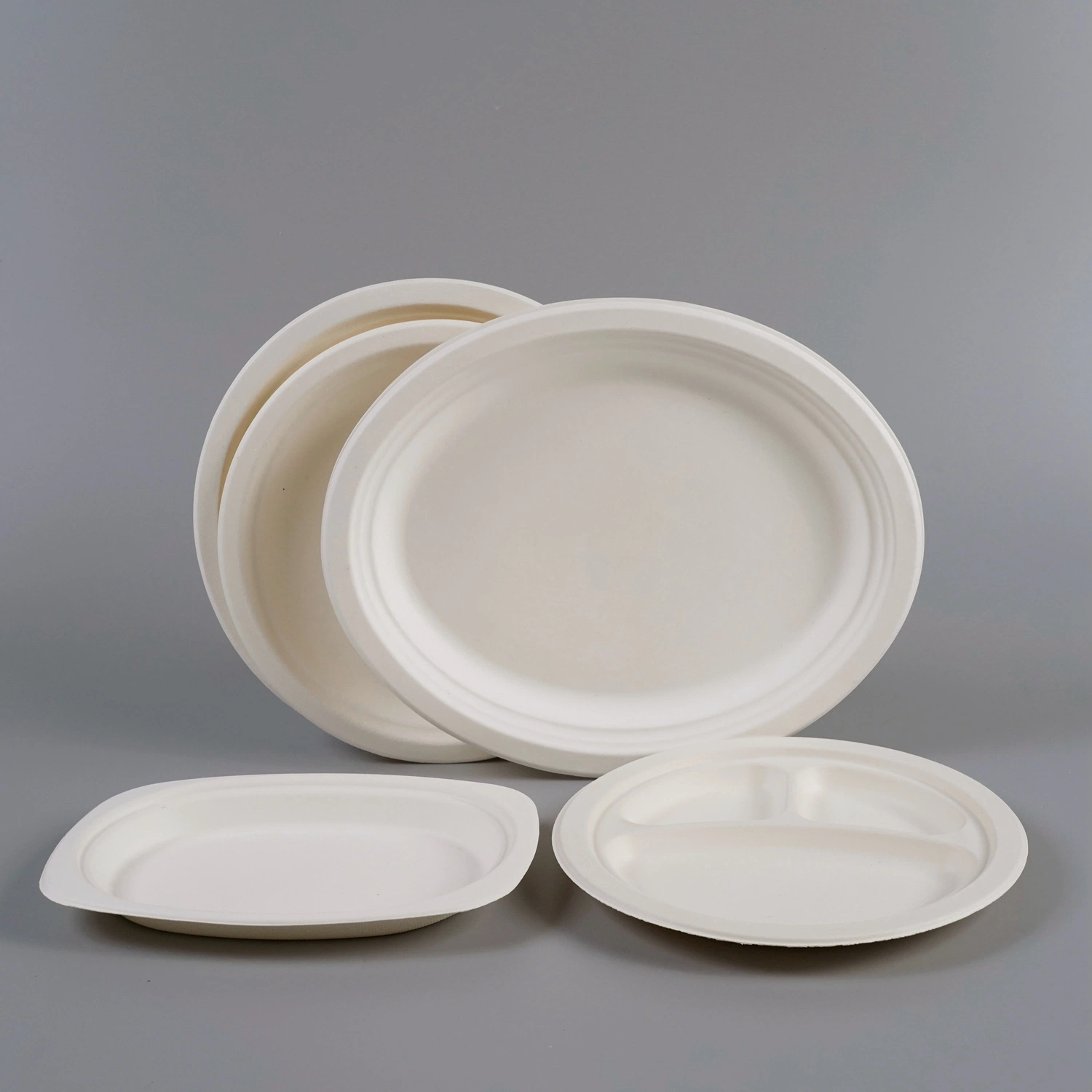 Disposable Biodegradable100% Compostable Sugarcane Bagasse Food Plates