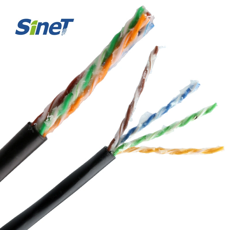 Outdoor 250MHz Cat5e Ethernet Cable 1000FT Gel Filled UTP 4 Prs Solid Copper Conductor LDPE Jacket