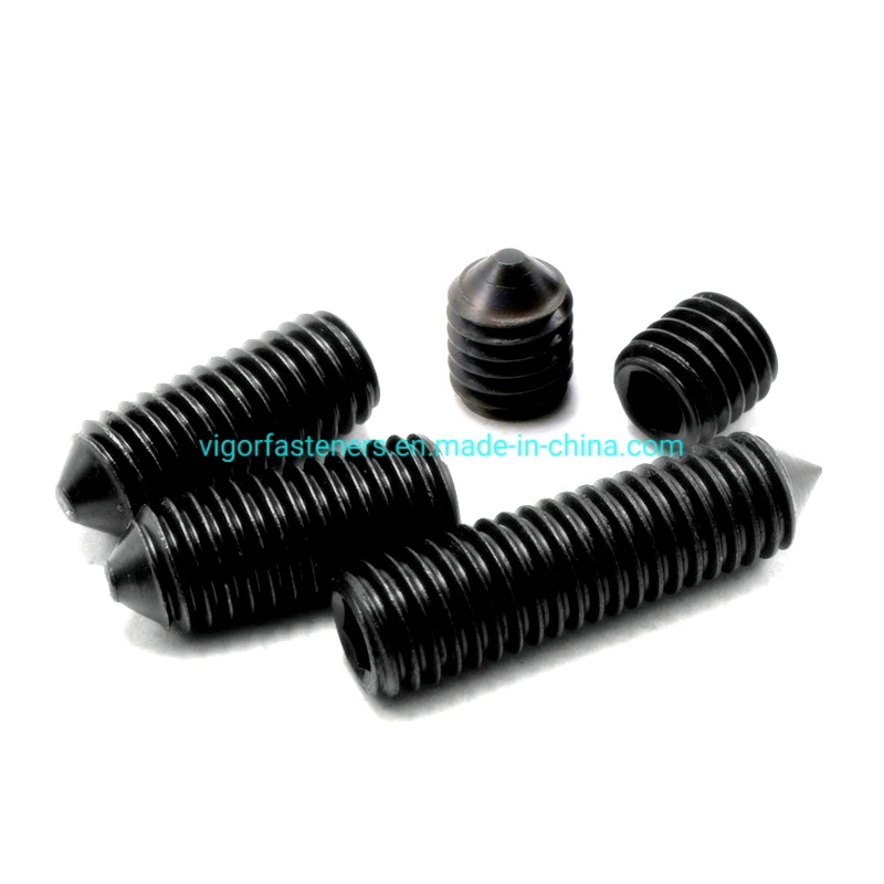 Alloy Steel Black Hexagon Socket Set Screws with Cone Point DIN914 45h Set Screw Ml40cr