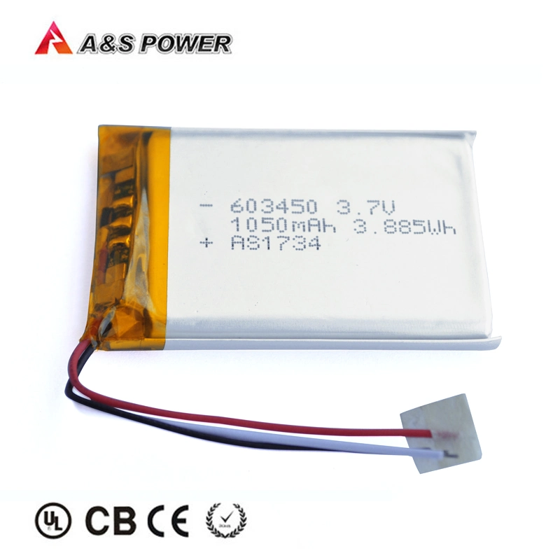 UL IEC62133 Kc/ONU38.3 Aprobado Batería de litio recargable de 3,7V 1050mAh Lipo batería 603450