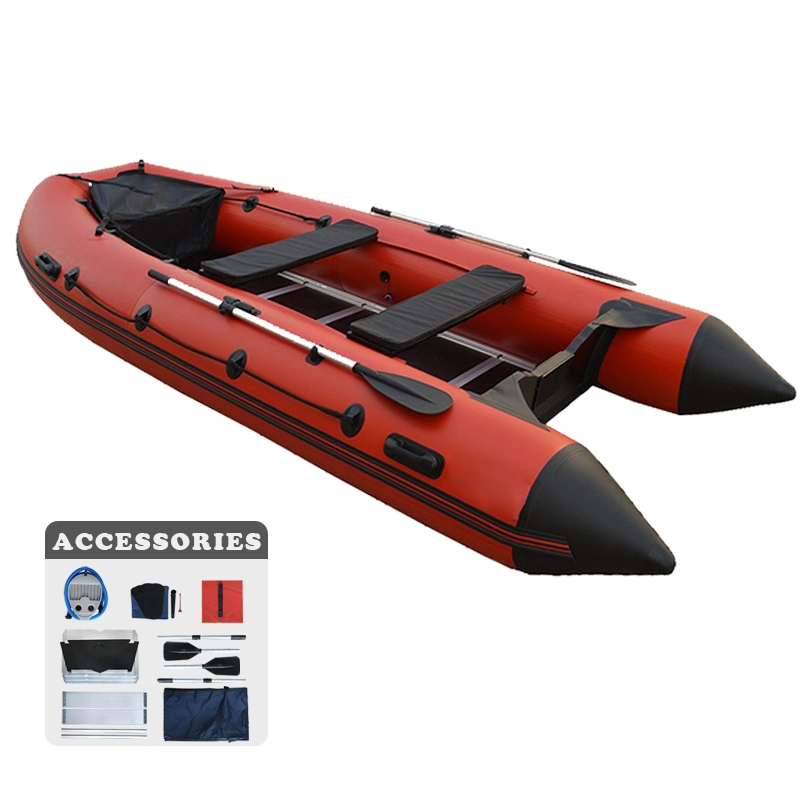 China Cheap Listo para enviar en stock Bote de PVC inflable Bote de pesca inflable con piso de aluminio