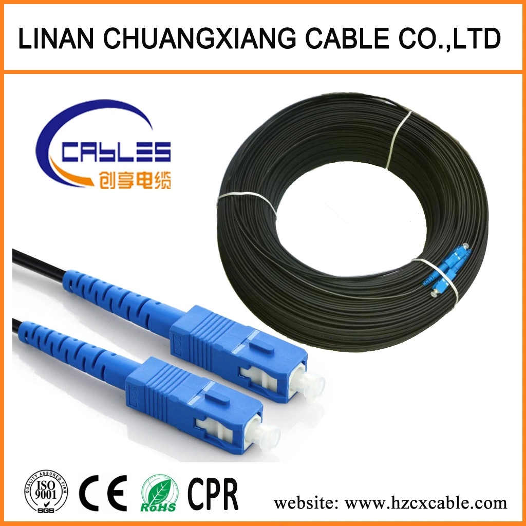 CPR Approve Optical Outdoor/Indoor Self-Support Steel Wire FTTH Optic Fiber Drop Cable G657A Flat Cable Data Cable Communication